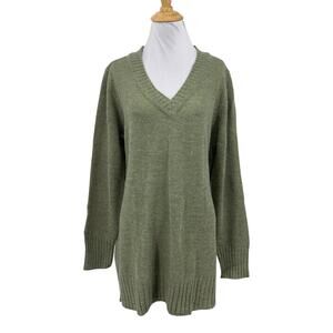 Linea by Louis Dell'Olio Sweater Women M Medium Ivy Knitted V Neck Jumper Ribbed